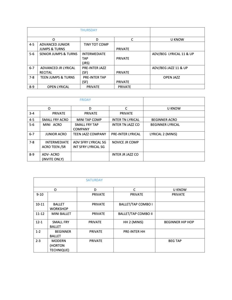 2024 fall schedule oceanside dance center